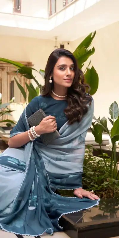 YNF 7038 Navy Blue Color Weightless Marbal Floral Printed Lace Saree Casual, Wedding, Festive, Events . Expected Delivery  4-6 Working Days @1549/- only                                                                                | Bollywood Sarees, Creative Sarees, Designer Sarees, Embroidered Sarees, Ethnic Saree, Modern Digital sarees, Party Wear Sarees, Sarees