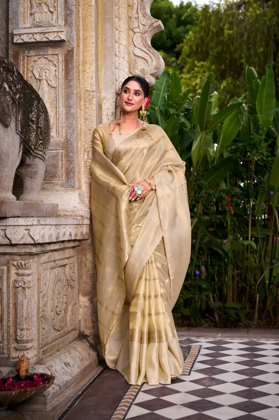 YNF 7204 Off White Color Gold Tissue Zari Weaving Work Saree Casual, Wedding, Festive, Events . Expected Delivery  4-6 Working Days @1499/- only                                                                                | Bollywood Sarees, Creative Sarees, Designer Sarees, Embroidered Sarees, Ethnic Saree, Modern Digital sarees, Party Wear Sarees, Sarees