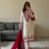 Off White Roman Embroidery Salwar Suit