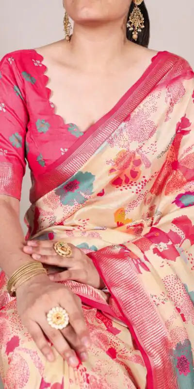 YNF 7015 Off White Color Tussar Silk With Viscose Border Printed Saree Casual, Wedding, Festive, Events . Expected Delivery  4-6 Working Days @1699/- only                                                                                | Bollywood Sarees, Creative Sarees, Designer Sarees, Embroidered Sarees, Ethnic Saree, Modern Digital sarees, Party Wear Sarees, Sarees