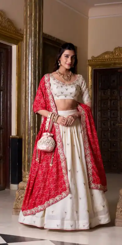 LNB 1436 Off White Dazzle at events in the Off White Vichitra Silk Sequins Lehenga Choli, crafted with sequins and tailored for comfort. Discover your style | Bollywood Lehenga, Creative Lehenga, Designer Lehenga, Embroidered Lehenga, Lehenga, Party Wear Lehenga