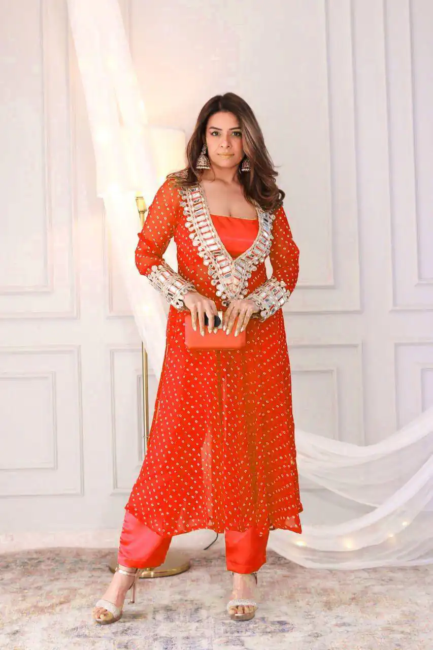 LG 1944 Orange Color Chinon digital Printed Mirror Embroidery Salwar Suit Casual, Wedding, Festive, Events . Expected Delivery  4-6 Working Days @1649/- only      | Jump Suits, Casual Suits, Creative suits, Designer Suits, Palazzo Suits, Party Wear Suits, Patiala Suits, Salwar suit, Straight Suits