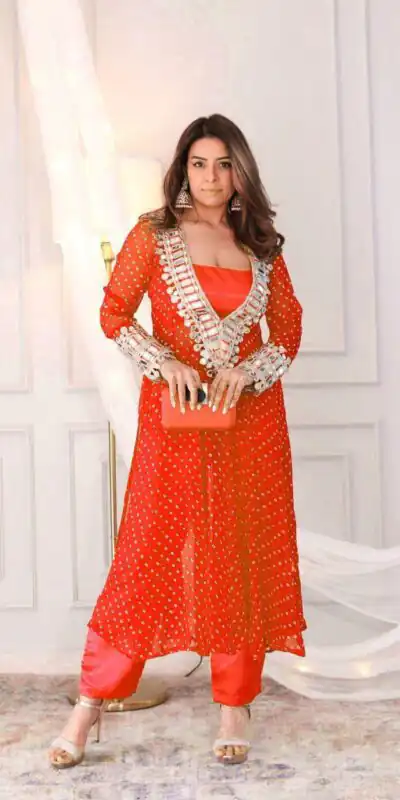 LG 1944 Orange Color Chinon digital Printed Mirror Embroidery Salwar Suit Casual, Wedding, Festive, Events . Expected Delivery  4-6 Working Days @1649/- only      | Jump Suits, Casual Suits, Creative suits, Designer Suits, Palazzo Suits, Party Wear Suits, Patiala Suits, Salwar suit, Straight Suits