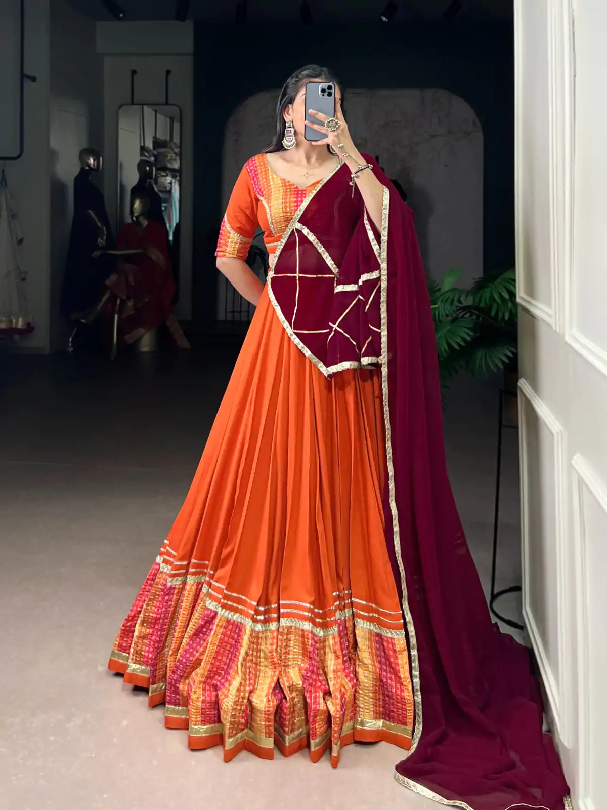 LNB 1634 Orange Color Pure Rayon Bandhej Print Sequins Lace Boarder Lehenga Choli Wedding, Party, Festive, Events Etc. Delivery 4-6 Working Days Rs 3199 | Bollywood Lehenga, Creative Lehenga, Designer Lehenga, Embroidered Lehenga, Lehenga, Party Wear Lehenga