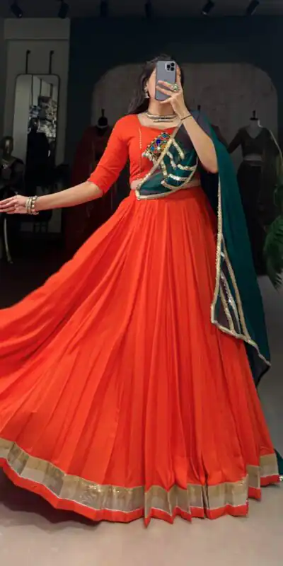 LNB 1651 Orange Color Pure Rayon Embossed Design Lace Touch Up Lehenga Choli Wedding, Party, Festive, Events Etc. Delivery 4-6 Working Days Rs 3199 | Bollywood Lehenga, Creative Lehenga, Designer Lehenga, Embroidered Lehenga, Lehenga, Party Wear Lehenga
