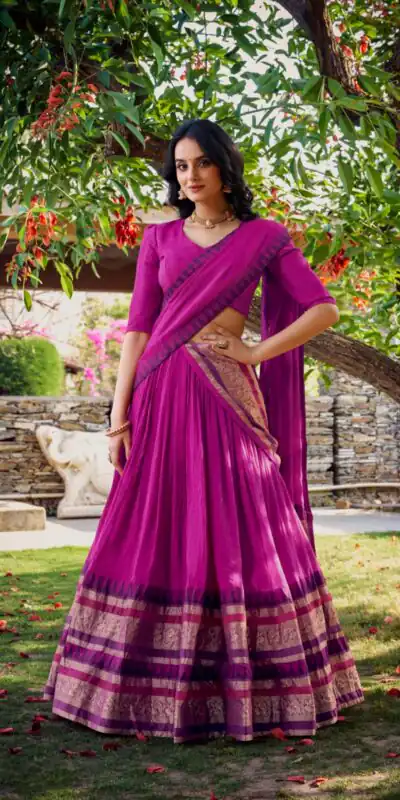 LNB 1902 Pink Color Chanderi Plain With Zari Weaving Work Lehenga Choli Wedding, Party, Festive, Events Etc. Delivery 4-6 Working Days Rs 2099 | Bollywood Lehenga, Creative Lehenga, Designer Lehenga, Embroidered Lehenga, Lehenga, Party Wear Lehenga