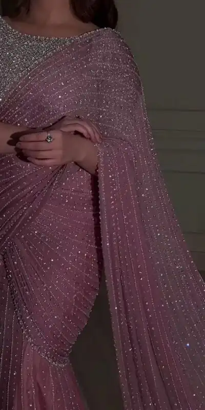 DF 3452 Pink Color Faux Georgette Embroidery Sequins Multi Work Saree Casual, Wedding, Festive, Events . Expected Delivery  4-6 Working Days @1799/- only                                                                                | Bollywood Sarees, Creative Sarees, Designer Sarees, Embroidered Sarees, Ethnic Saree, Modern Digital sarees, Party Wear Sarees, Sarees