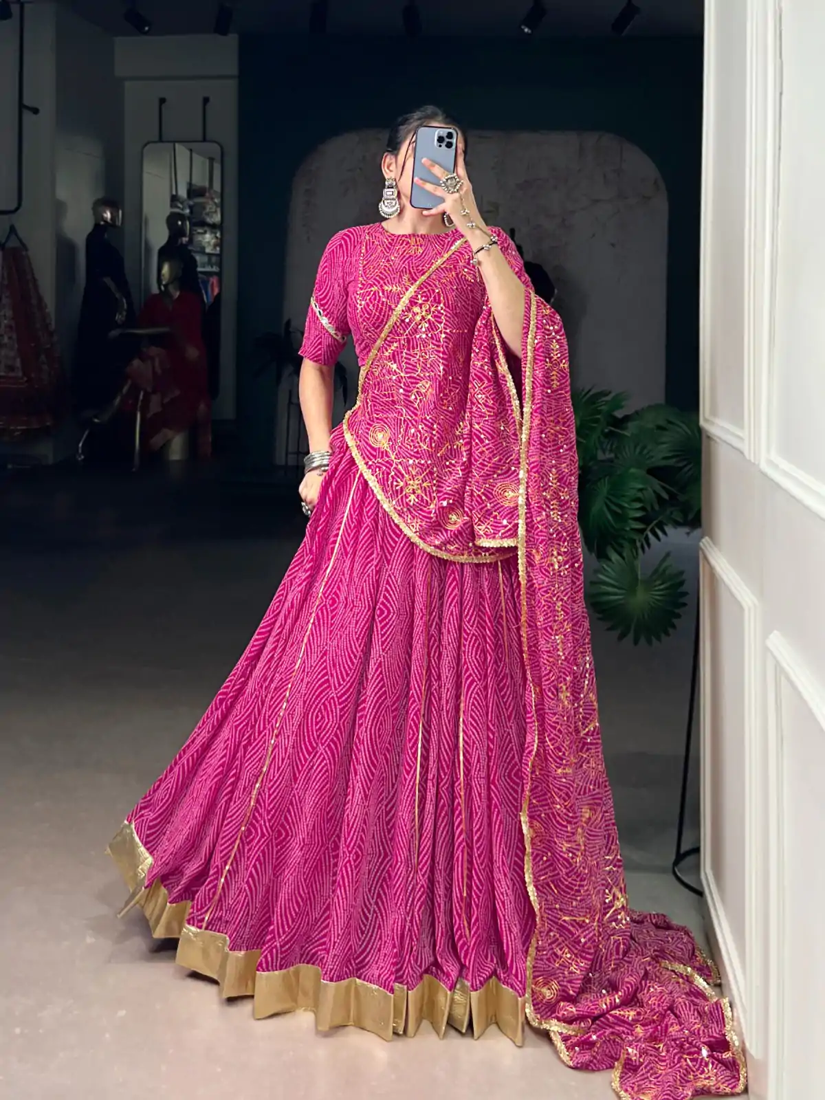 LNB 1701 Pink Color Georgette Bandhej Print And Embossed Lace Lehenga Choli Wedding, Party, Festive, Events Etc. Delivery 4-6 Working Days Rs 3999 | Bollywood Lehenga, Creative Lehenga, Designer Lehenga, Embroidered Lehenga, Lehenga, Party Wear Lehenga