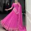 Pink Georgette Printed Work Lehenga Choli