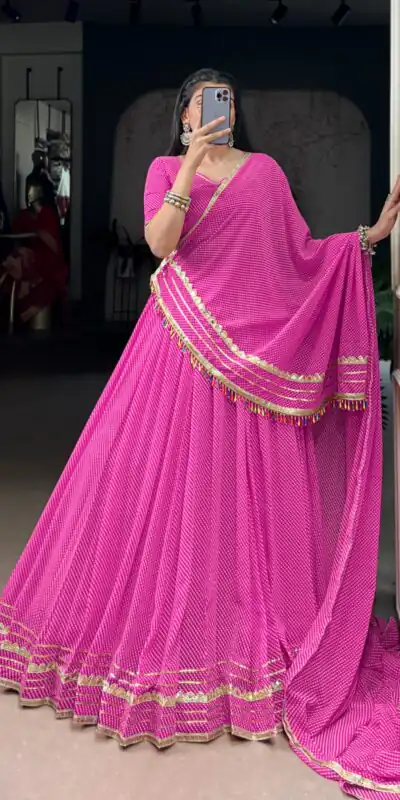 LNB 1728 Pink Color Georgette Printed Lace Work Lehenga Choli . Exclusive Offer ₹2499. Delivery 4-6 Working Days. Shop now. | Bollywood Lehenga, Creative Lehenga, Designer Lehenga, Embroidered Lehenga, Lehenga, Party Wear Lehenga