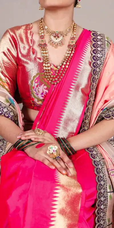 YNF 7407 Pink Color Jacquard Silk Paithani Zari Weaving Work Saree Casual, Wedding, Festive, Events . Expected Delivery  4-6 Working Days @3349/- only                                                                                | Bollywood Sarees, Creative Sarees, Designer Sarees, Embroidered Sarees, Ethnic Saree, Modern Digital sarees, Party Wear Sarees, Sarees