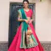 Pink Jacquard Silk Weaving Lehenga Choli