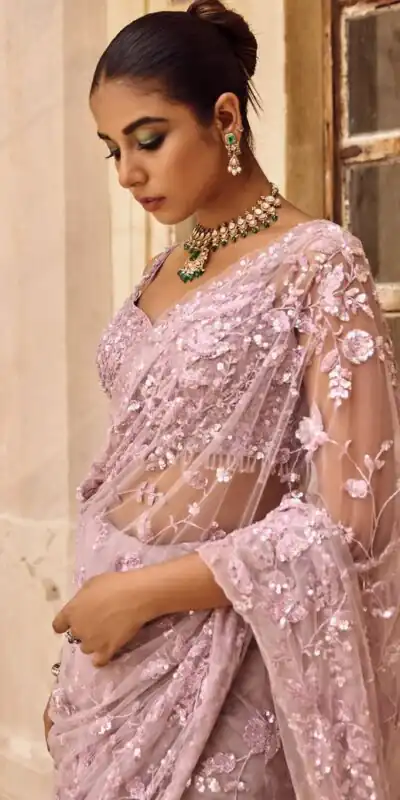 DF 3435 Pink Color Mono Net 5mm Multi Sequins Embroidery Work Saree Casual, Wedding, Festive, Events . Expected Delivery  4-6 Working Days @1799/- only                                                                                | Bollywood Sarees, Creative Sarees, Designer Sarees, Embroidered Sarees, Ethnic Saree, Modern Digital sarees, Party Wear Sarees, Sarees