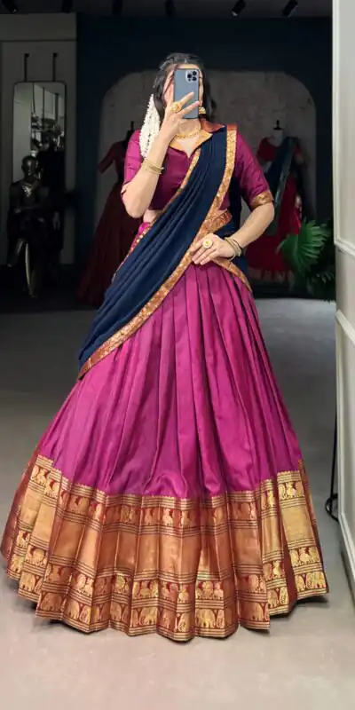 LNB 2040 Pink Color Narayan Pet Zari Weaving Lehenga Choli Choli Festive Party Wedding, Events etc. Delivery 4-6 Working Days @1899/- | Bollywood Lehenga, Creative Lehenga, Designer Lehenga, Embroidered Lehenga, Lehenga, Party Wear Lehenga