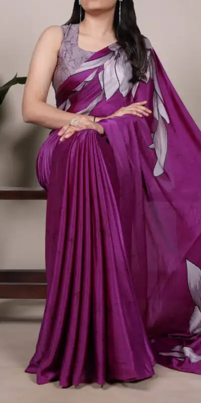 YNF 7054 Pink Color Satin Silk Floral Printed Saree Casual, Wedding, Festive, Events . Expected Delivery  4-6 Working Days @1549/- only                                                                                | Bollywood Sarees, Creative Sarees, Designer Sarees, Embroidered Sarees, Ethnic Saree, Modern Digital sarees, Party Wear Sarees, Sarees