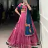 Pink Silk Crepe Embroidery Lehenga Choli