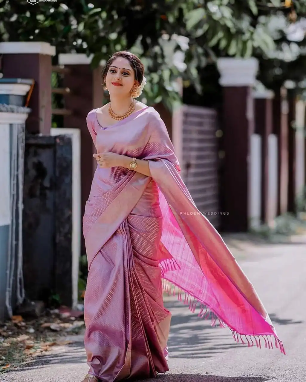 KP 3075 Pink Soft Lichi Silk Whit Designer Jacquard Work in Saree it Grab for ₹1399. Delivery 4-6 Working Days. Shop now. | Bollywood Sarees, Creative Sarees, Designer Sarees, Embroidered Sarees, Ethnic Saree, Modern Digital sarees, Party Wear Sarees, Sarees