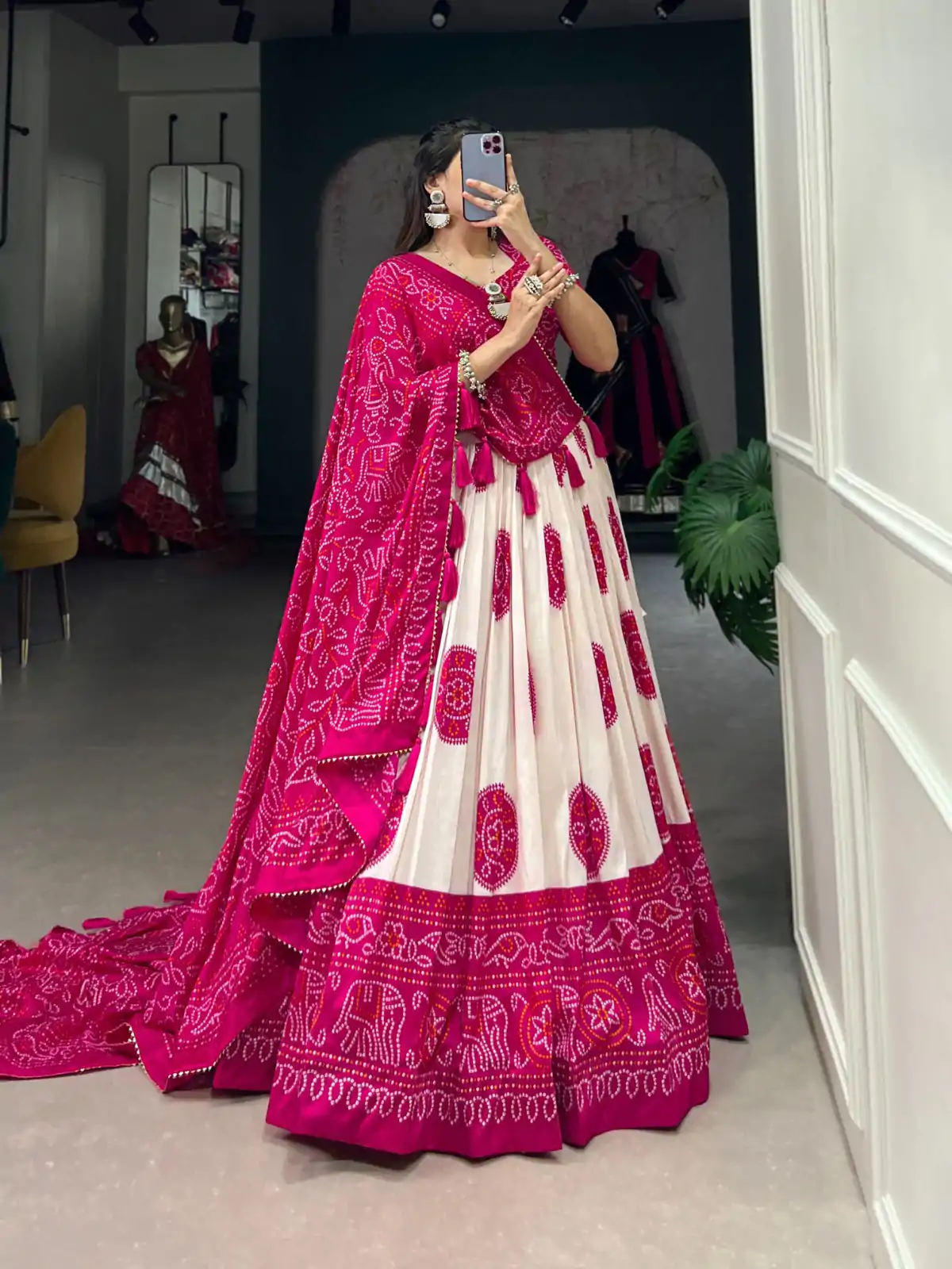 LNB 1229 Pink Color Tasar Silk Bandhej Print Lehenga Choli Wedding, Party, Festive, Events Etc. Delivery 4-6 Working Days Rs 2249 | Bollywood Lehenga, Creative Lehenga, Designer Lehenga, Embroidered Lehenga, Lehenga, Party Wear Lehenga