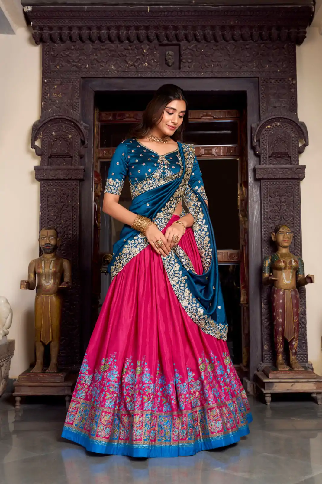 LNB 1238 Pink Color Tasar Silk Printed With Foil Work Lehenga Choli Festive Party Wedding, Events etc. Delivery 4-6 Working Days @2999/- | Bollywood Lehenga, Creative Lehenga, Designer Lehenga, Embroidered Lehenga, Lehenga, Party Wear Lehenga