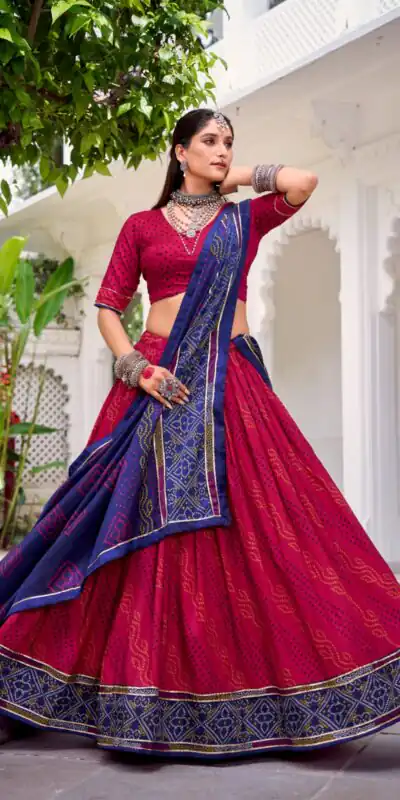 LNB 1250 Pink Color Tasar Silk Bandhej Print With Gotta Patti Lace Lehenga Choli Festive Party Wedding, Events etc. Delivery 4-6 Working Days @2149/- | Bollywood Lehenga, Creative Lehenga, Designer Lehenga, Embroidered Lehenga, Lehenga, Party Wear Lehenga