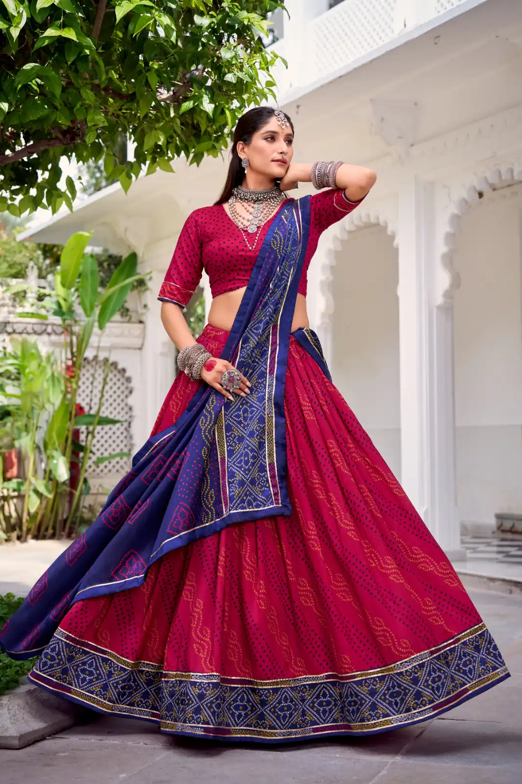 LNB 1250 Pink Color Tasar Silk Bandhej Print With Gotta Patti Lace Lehenga Choli Festive Party Wedding, Events etc. Delivery 4-6 Working Days @2149/- | Bollywood Lehenga, Creative Lehenga, Designer Lehenga, Embroidered Lehenga, Lehenga, Party Wear Lehenga