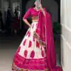 Pink Tasar Silk Gamthi Work Lehenga Choli