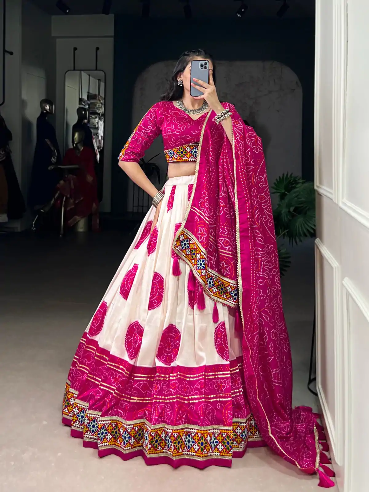LNB 1736 Pink Color Tasar Silk Bandhej Print And Gamthi Work Lehenga Choli Wedding, Party, Festive, Events Etc. Delivery 4-6 Working Days Rs 3499 | Bollywood Lehenga, Creative Lehenga, Designer Lehenga, Embroidered Lehenga, Lehenga, Party Wear Lehenga