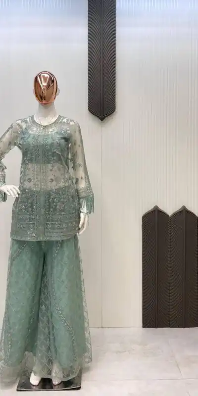 LG 1943 Pista Color Butterfly Net Sequence Embroidery Work Salwar Suit Casual, Wedding, Festive, Events . Expected Delivery  4-6 Working Days @1999/- only      | Jump Suits, Casual Suits, Creative suits, Designer Suits, Palazzo Suits, Party Wear Suits, Patiala Suits, Salwar suit, Straight Suits