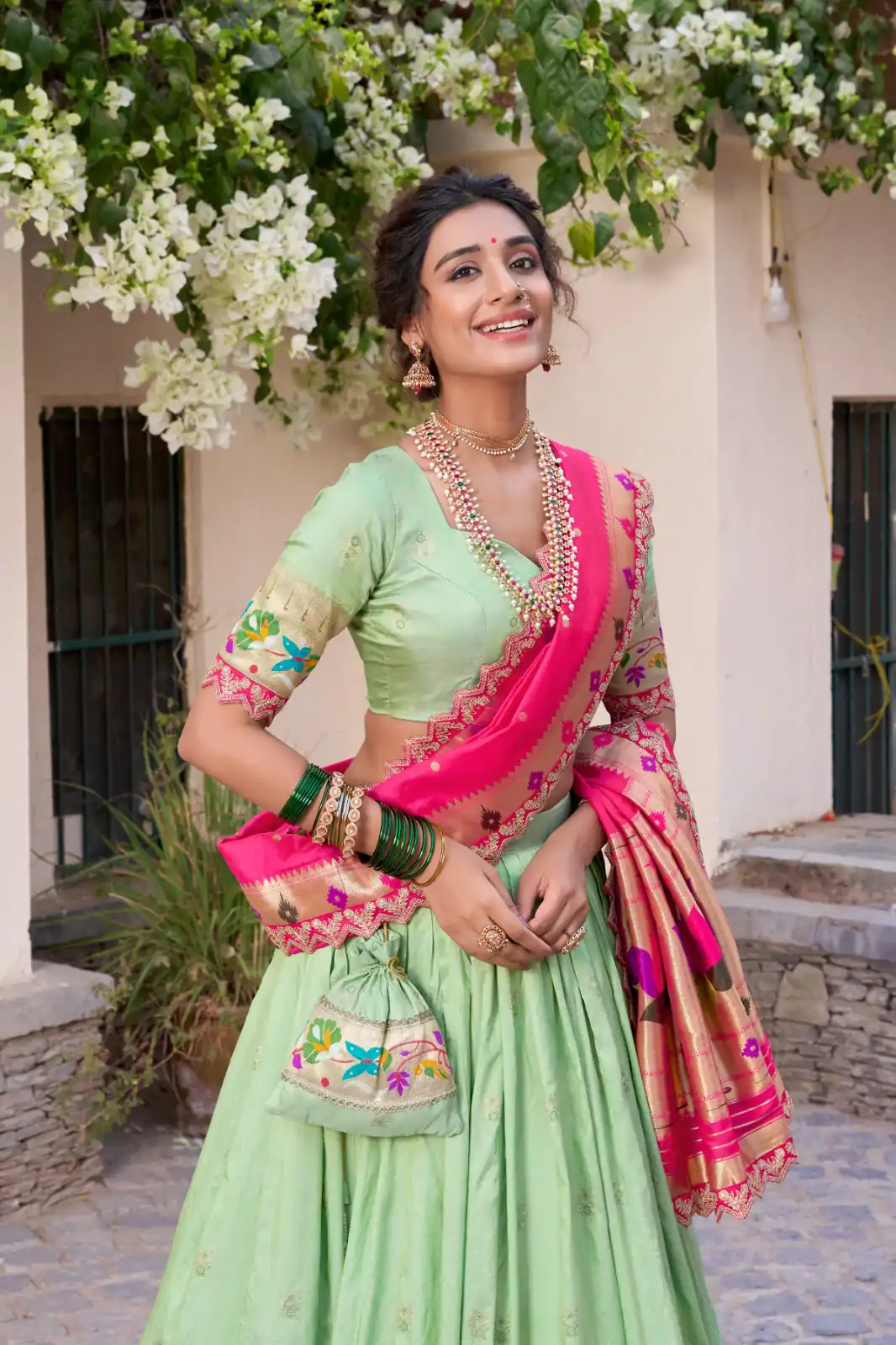 LNB 2014 Pista Color Jacquard Silk Zari Work Sequins Thread Embroidery Lehenga Choli Wedding, Party, Festive, Events Etc. Delivery 4-6 Working Days Rs 3749 | Bollywood Lehenga, Creative Lehenga, Designer Lehenga, Embroidered Lehenga, Lehenga, Party Wear Lehenga