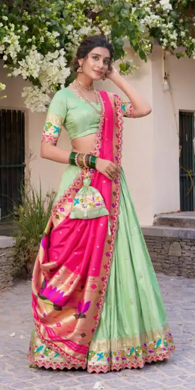 LNB 2014 Pista Color Jacquard Silk Zari Work Sequins Thread Embroidery Lehenga Choli Wedding, Party, Festive, Events Etc. Delivery 4-6 Working Days Rs 3749 | Bollywood Lehenga, Creative Lehenga, Designer Lehenga, Embroidered Lehenga, Lehenga, Party Wear Lehenga
