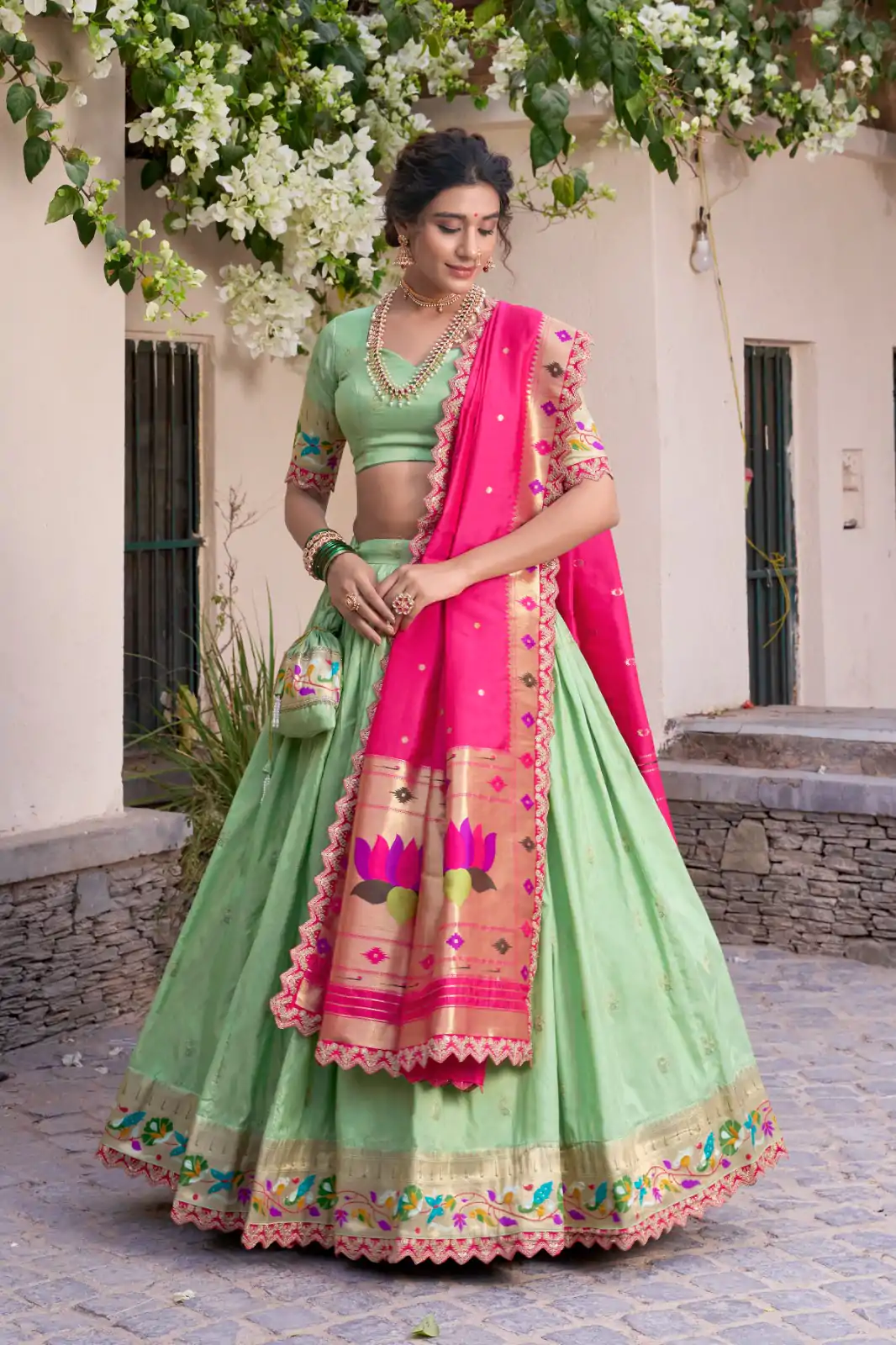 LNB 2014 Pista Color Jacquard Silk Zari Work Sequins Thread Embroidery Lehenga Choli Wedding, Party, Festive, Events Etc. Delivery 4-6 Working Days Rs 3749 | Bollywood Lehenga, Creative Lehenga, Designer Lehenga, Embroidered Lehenga, Lehenga, Party Wear Lehenga