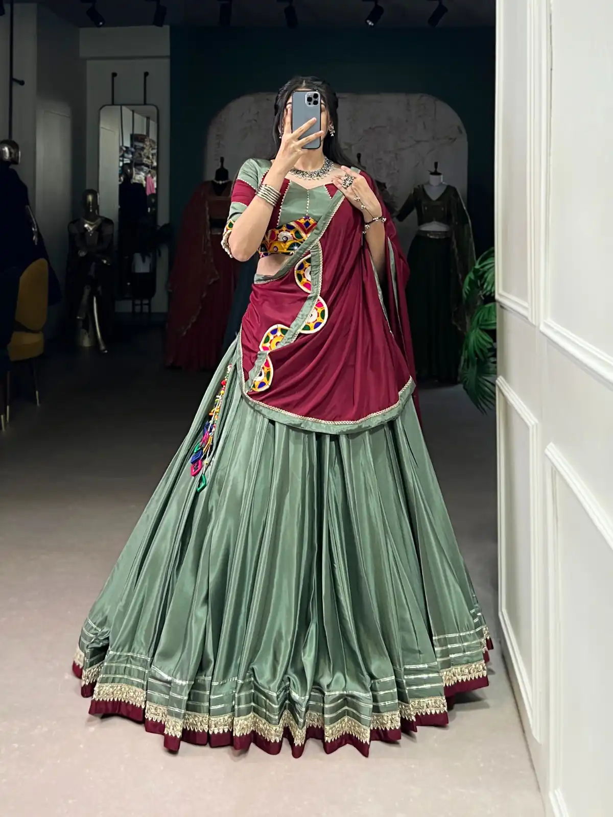 LNB 1656 Pista Color Silk Crepe Sequins Thread Embroidery Gotta Lehenga Choli Festive Party Wedding, Events etc. Delivery 4-6 Working Days @3399/- | Bollywood Lehenga, Creative Lehenga, Designer Lehenga, Embroidered Lehenga, Lehenga, Party Wear Lehenga