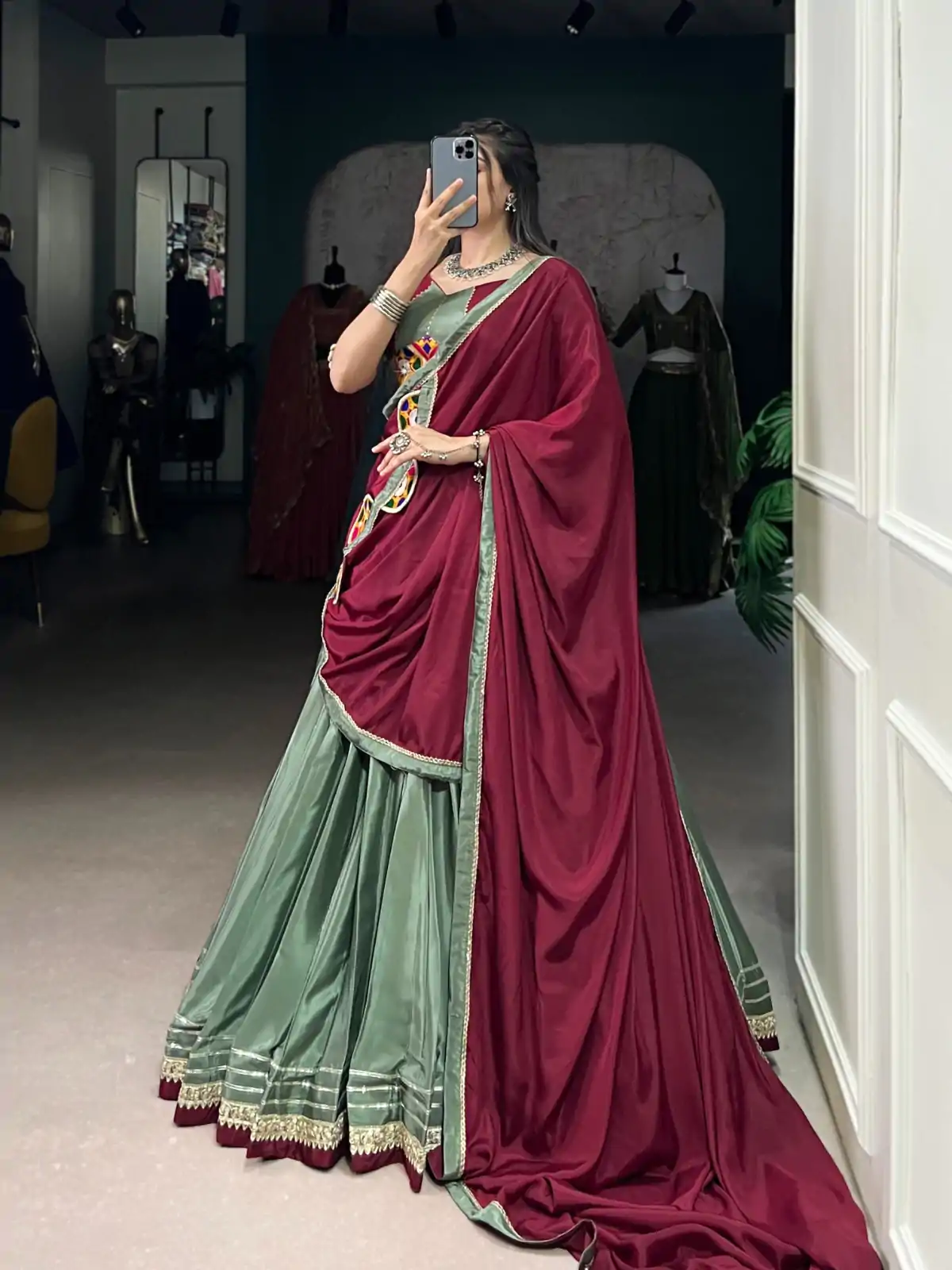 LNB 1656 Pista Color Silk Crepe Sequins Thread Embroidery Gotta Lehenga Choli Festive Party Wedding, Events etc. Delivery 4-6 Working Days @3399/- | Bollywood Lehenga, Creative Lehenga, Designer Lehenga, Embroidered Lehenga, Lehenga, Party Wear Lehenga