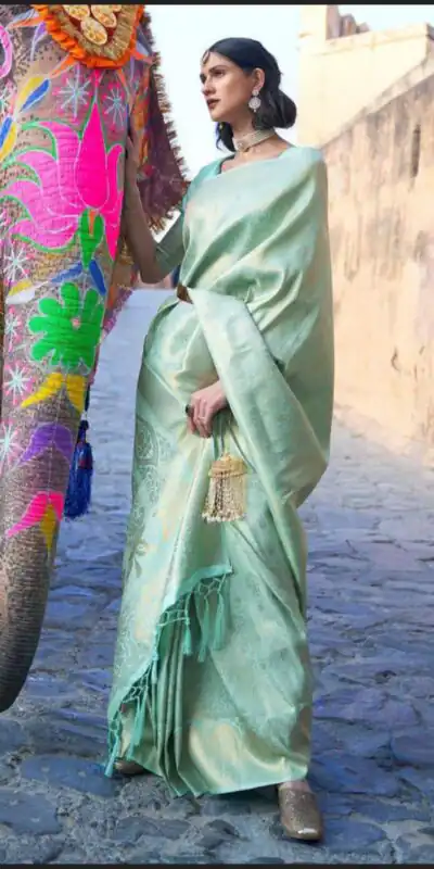 KP 5013 Pista Soft Lichi Silk Jacquard Work With Designer Work Saree Special Price ₹1399. Delivery 4-6 Working Days. Shop now. | Bollywood Sarees, Creative Sarees, Designer Sarees, Embroidered Sarees, Ethnic Saree, Modern Digital sarees, Party Wear Sarees, Sarees