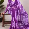 YNF 7011 Purple Color Chiffon Foral Printed Pearl Lace Border Saree Casual, Wedding, Festive, Events . Expected Delivery  4-6 Working Days @1499/- only                                                                                | Bollywood Sarees, Creative Sarees, Designer Sarees, Embroidered Sarees, Ethnic Saree, Modern Digital sarees, Party Wear Sarees, Sarees