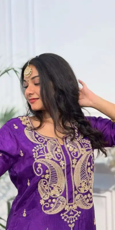 BE 352 Purple Color Chinon Cording Sequence Embroidery Work Salwar Suit Casual, Wedding, Festive, Events . Expected Delivery  4-6 Working Days @1699/- only      | Jump Suits, Casual Suits, Creative suits, Designer Suits, Palazzo Suits, Party Wear Suits, Patiala Suits, Salwar suit, Straight Suits