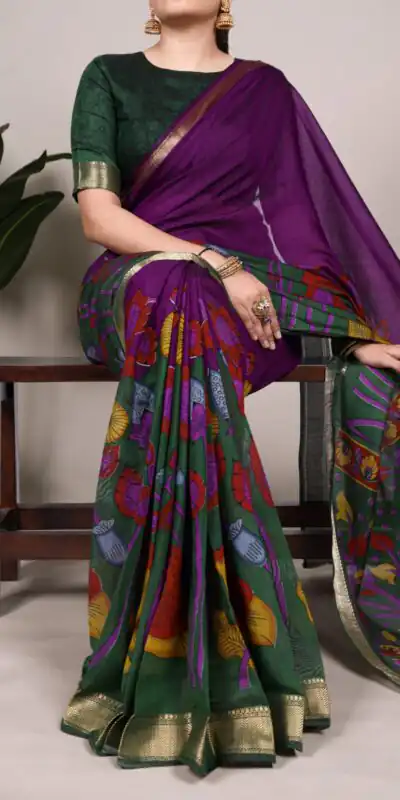 YNF 7036 Purple Color Polyester Chanderi Printed Zari Weaving Work Saree Casual, Wedding, Festive, Events . Expected Delivery  4-6 Working Days @1499/- only                                                                                | Bollywood Sarees, Creative Sarees, Designer Sarees, Embroidered Sarees, Ethnic Saree, Modern Digital sarees, Party Wear Sarees, Sarees