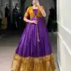 YNF 5028 Purple Color Tasar Chex Patola With Weaving Work Border Gown Casual, Wedding, Festive, Events . Expected Delivery  4-6 Working Days @1799/- only      | Bollywood Gowns, Creative Gowns, Designer Gowns, Embroidered Gowns, Gowns, Party Wear Gowns
