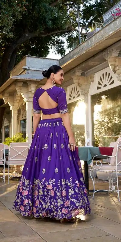 LNB 1414 Purple Color Vichitra Silk Sequins and Thread Embroidery Work Lehenga Choli Wedding, Party, Festive, Events Etc. Delivery 4-6 Working Days Rs 3399 | Bollywood Lehenga, Creative Lehenga, Designer Lehenga, Embroidered Lehenga, Lehenga, Party Wear Lehenga