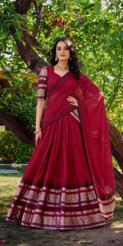 LNB 1902 Red Color Chanderi Plain With Zari Weaving Work Lehenga Choli Wedding, Party, Festive, Events Etc. Delivery 4-6 Working Days Rs 2099 | Bollywood Lehenga, Creative Lehenga, Designer Lehenga, Embroidered Lehenga, Lehenga, Party Wear Lehenga