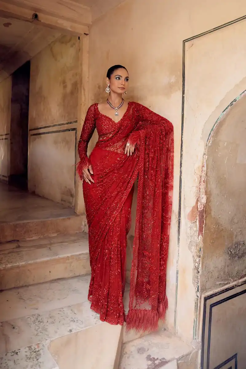 DF 3461 Red Color Butterfly Net 5mm Sequins Embroidery work Saree Saree Casual, Wedding, Festive, Events . Expected Delivery  4-6 Working Days @1799/- only                                                                                | Bollywood Sarees, Creative Sarees, Designer Sarees, Embroidered Sarees, Ethnic Saree, Modern Digital sarees, Party Wear Sarees, Sarees