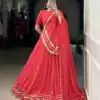 Red Georgette Printed Work Lehenga Choli
