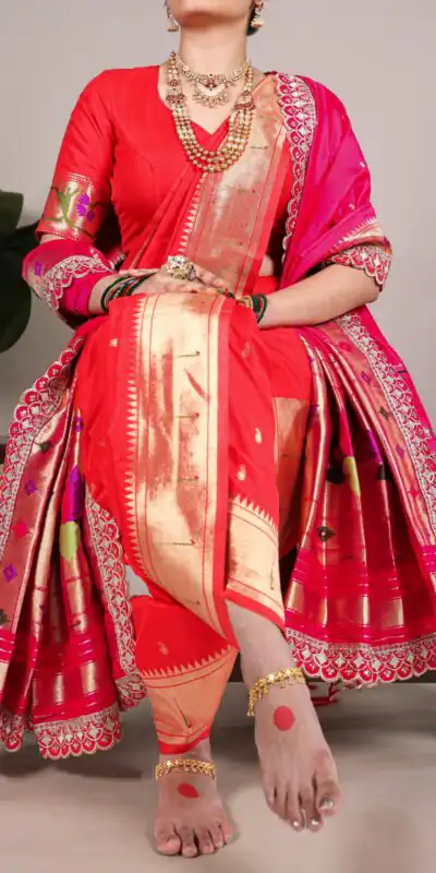 YNF 7407 Red Color Jacquard Silk Paithani Zari Weaving Work Saree Casual, Wedding, Festive, Events . Expected Delivery  4-6 Working Days @3349/- only                                                                                | Bollywood Sarees, Creative Sarees, Designer Sarees, Embroidered Sarees, Ethnic Saree, Modern Digital sarees, Party Wear Sarees, Sarees