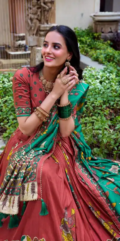 LNB 1236 Red Color Tasar Silk Kalamkari Print With Foil Work Lehenga Choli Wedding, Party, Festive, Events Etc. Delivery 4-6 Working Days Rs 2449 | Bollywood Lehenga, Creative Lehenga, Designer Lehenga, Embroidered Lehenga, Lehenga, Party Wear Lehenga