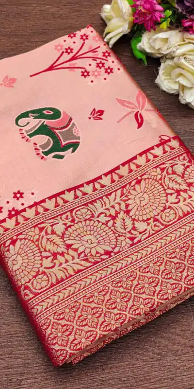 KP 6004 Red Soft Lichi Silk Jacquard Work With Designer Work Saree. Grab it for ₹1499. Delivery 4-6 Working Days. Shop now. | Bollywood Sarees, Creative Sarees, Designer Sarees, Embroidered Sarees, Ethnic Saree, Modern Digital sarees, Party Wear Sarees, Sarees