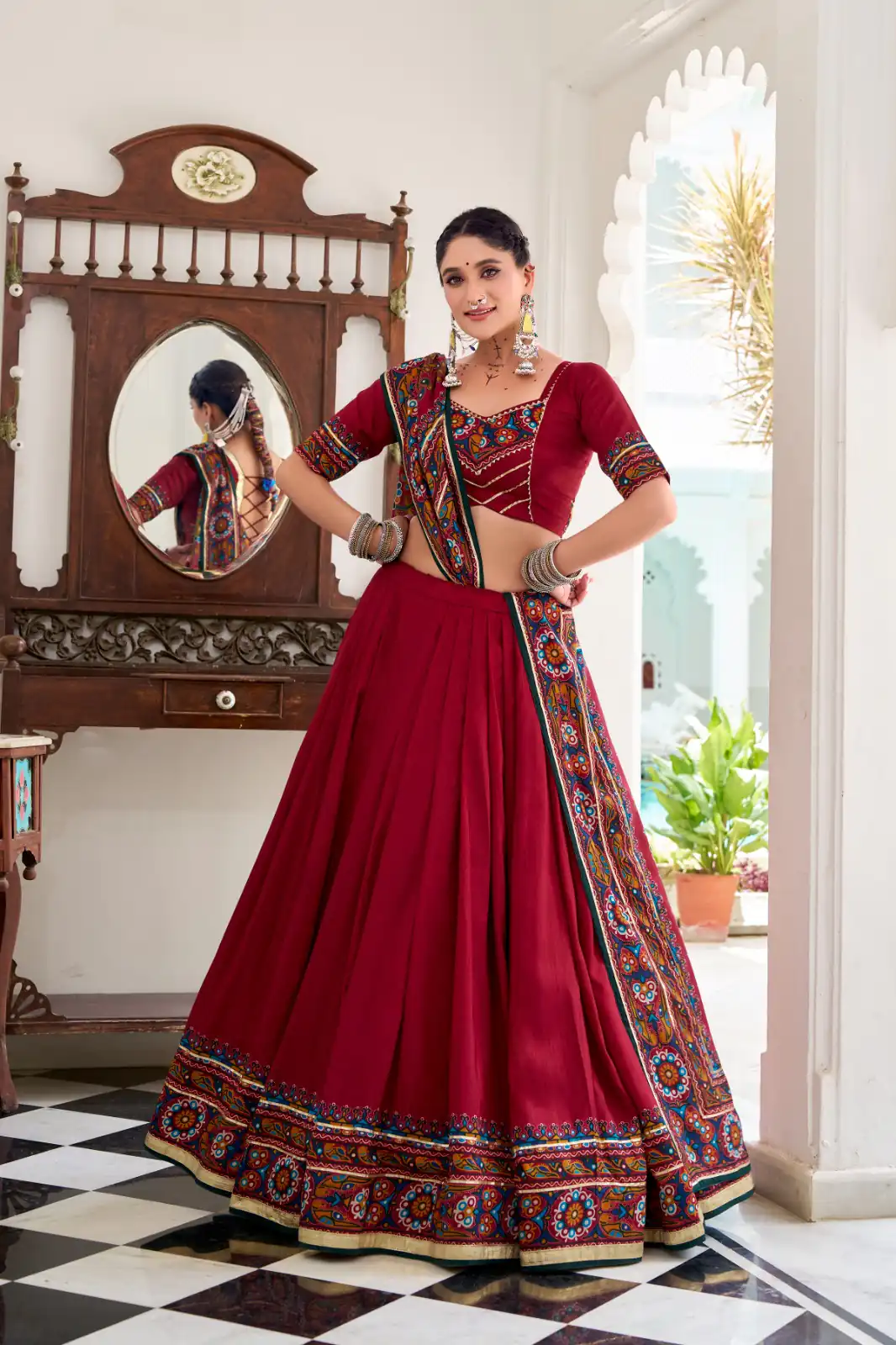 LNB 1243 Red Color Tasar Silk Gamthi Print Embossed Gotta Patti Lace Lehenga Choli Festive Party Wedding, Events etc. Delivery 4-6 Working Days @2999/- | Bollywood Lehenga, Creative Lehenga, Designer Lehenga, Embroidered Lehenga, Lehenga, Party Wear Lehenga