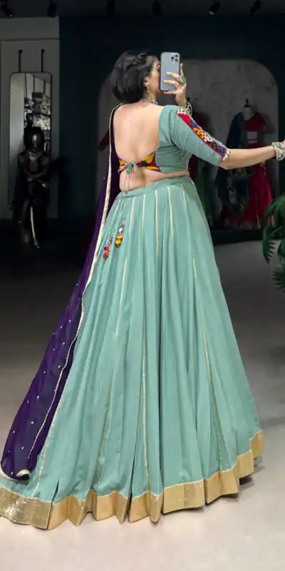 LNB 1655 Sea Green Color Pure Rayon Embossed Design Gotta Patti Lace Lehenga Choli Wedding, Party, Festive, Events Etc. Delivery 4-6 Working Days Rs 2099 | Bollywood Lehenga, Creative Lehenga, Designer Lehenga, Embroidered Lehenga, Lehenga, Party Wear Lehenga