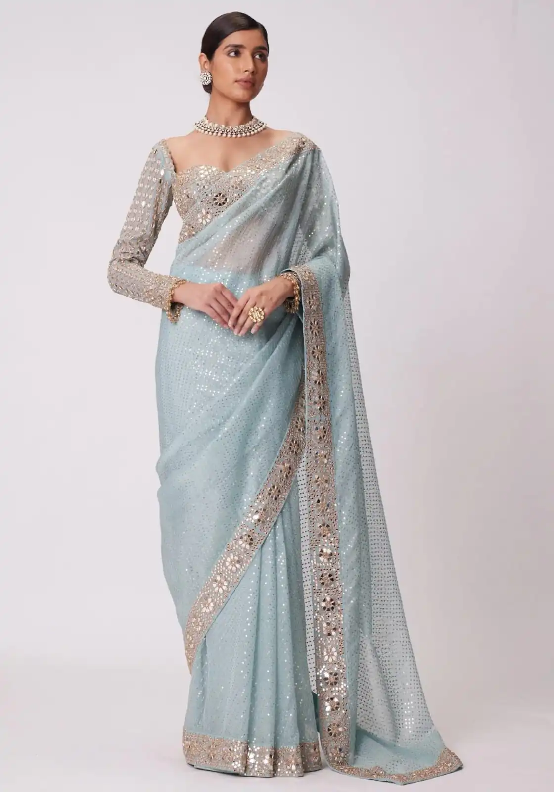 DF 3431 Sky Blue Color Faux Georgette Heavy 5mm Sequence Work Saree Casual, Wedding, Festive, Events . Expected Delivery  4-6 Working Days @1759/- only                                                                                | Bollywood Sarees, Creative Sarees, Designer Sarees, Embroidered Sarees, Ethnic Saree, Modern Digital sarees, Party Wear Sarees, Sarees