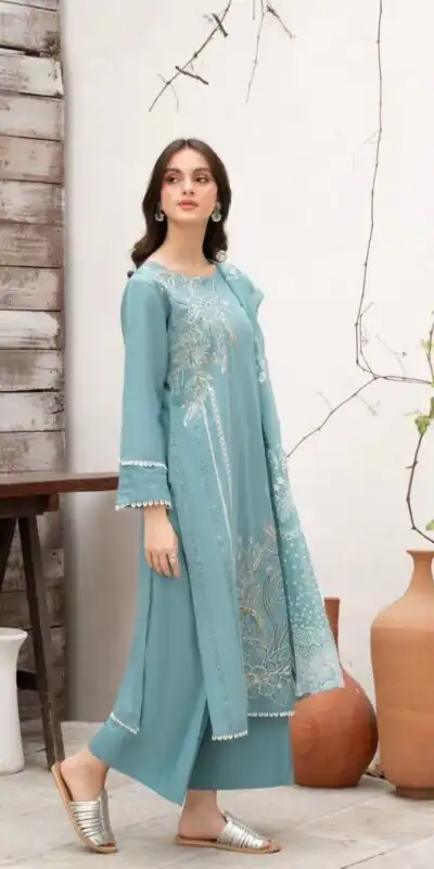 LG 1987 Sky Blue Color Roman Silk Sequence Embroidery Work Salwar Suit Casual, Wedding, Festive, Events . Expected Delivery  4-6 Working Days @1949/- only      | Jump Suits, Casual Suits, Creative suits, Designer Suits, Palazzo Suits, Party Wear Suits, Patiala Suits, Salwar suit, Straight Suits