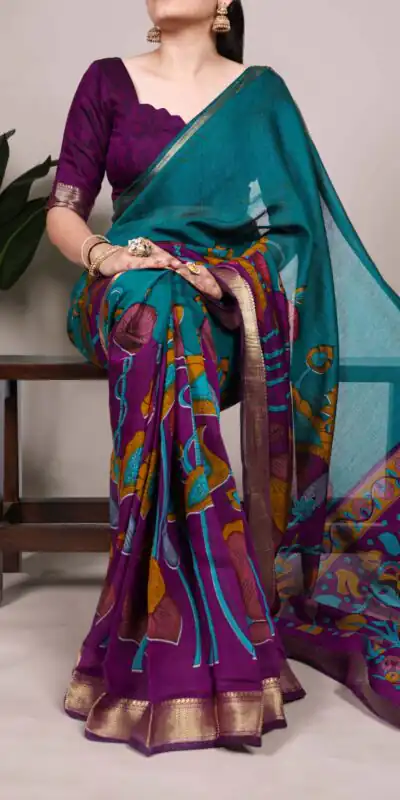 YNF 7036 Teal Color Polyester Chanderi Printed Zari Weaving Work Saree Casual, Wedding, Festive, Events . Expected Delivery  4-6 Working Days @1499/- only                                                                                | Bollywood Sarees, Creative Sarees, Designer Sarees, Embroidered Sarees, Ethnic Saree, Modern Digital sarees, Party Wear Sarees, Sarees